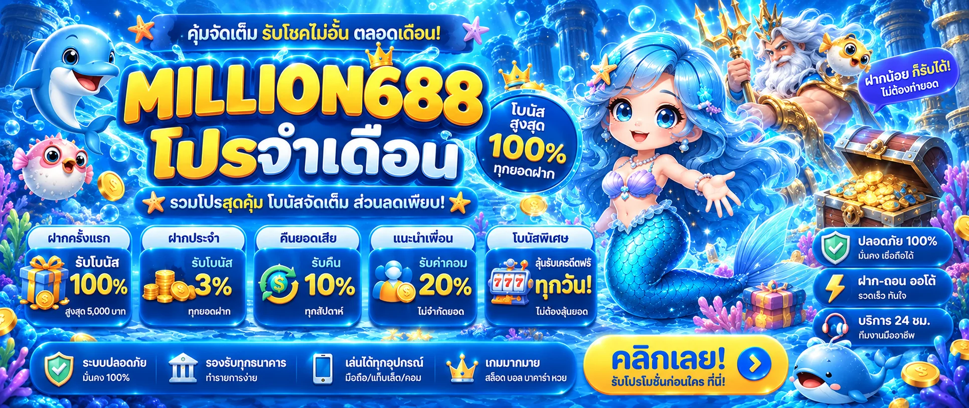 โปรโมชั่น MILLION688 บนเว็บไซต์ทางการ