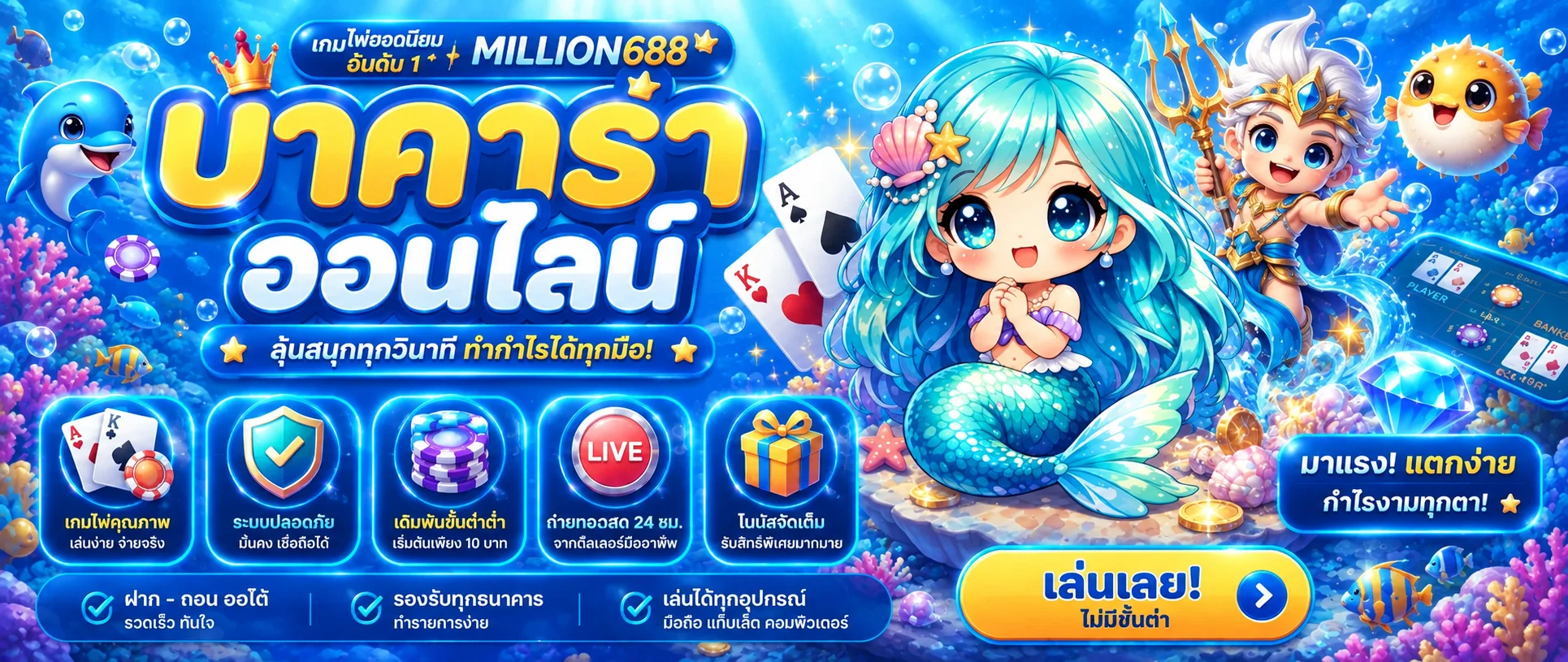 คาสิโน MILLION688 พร้อมข้อมูลและเมนูบนมือถือ